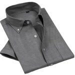 Chemise homme en oxford manches courtes sans repassage chemise unie col boutonn - gris