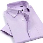 Chemise homme en oxford manches courtes sans repassage chemise unie col boutonn - violet