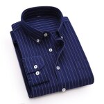 Chemise homme oxford rayures manches longues en coton chemise col boutonn tissu confortable - bleu marine ...