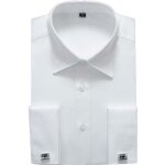 Chemise homme poignet mousquetaire coupe slim chemise unie classique manche longue - blanc Chemise homme poignet mousquetaire coupe slim chemise unie classique manche longue - blanc