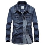Chemise homme printemps automne en jeans manches longues comfortable regular - bleu clair Chemise homme printemps automne en jeans manches longues comfortable regular - bleu clair