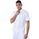 Chemise homme - projet x - blanc - col mao - manches courtes - seersucker