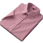 Chemise homme rayures manches courtes chemise stretch business respirante tissu confortable - rouge