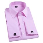 Chemise homme rose slim fit boutons de manchette manches longues insfity