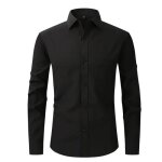 Chemise homme slim col revers manches longues avec poche poitrine couleur unie - noir