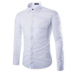 Chemise homme slim fit blanche À manches longues - funmoon - coupe slim - col classique Chemise homme slim fit blanche À manches longues - funmoon - coupe slim - col classique