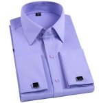 Chemise homme slim fit boutons de manchette manches longues chemise business style francais couleur unie ...