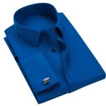 Chemise homme slim fit business poignet mousquetaire chemise elegant manches longues couleur unie - bleu ... Chemise homme slim fit business poignet mousquetaire chemise elegant manches longues couleur unie - bleu ...