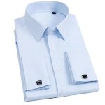 Chemise homme slim fit business poignet mousquetaire manches longues chemise elegant couleur unie