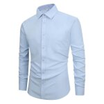 Chemise homme slim fit grande taille manches longues col carreaux chemise elegant couleur unie - taille ...