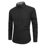 Chemise homme slim fit grande taille manches longues col carreaux chemise elegant couleur unie - taille ...