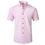 Chemise homme slim fit manches courtes chemise stretch business couleur unie tissu confortable - rose ... Chemise homme slim fit manches courtes chemise stretch business couleur unie tissu confortable - rose ...
