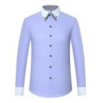 Chemise homme slim fit manches longues avec double col motif carreaux chemise elegant habille confortable ...