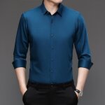 Chemise homme slim fit manches longues chemise elegant business tissu confortable - bleu