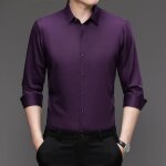 Chemise homme slim fit manches longues chemise elegant business tissu confortable - violet