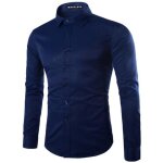Chemise homme slim fit manche longue - funmoon - bleu - col classique