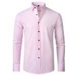 Chemise homme slim fit manches longues chemise stretch business couleur unie tissu confortable - rose ... Chemise homme slim fit manches longues chemise stretch business couleur unie tissu confortable - rose ...