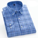 Chemise homme slim fit pur coton manches longues chemise carreaux elegant avec poche col carr tissu ...