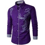 Chemise homme slim - mobigarlan - wx28 - col chemise - manches longues - imprim violet