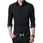 Chemise homme slim noir et blanc - zewow - manches longues boutonn�es