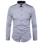 Chemise homme slim  pois - leoclotho - gris - manches longues - coupe slim prs du corps - tissu respirant ...