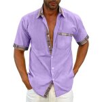 Chemises hommes uni manche courte casual fit grande vêtements masculin xd69 violet Chemises hommes uni manche courte casual fit grande vêtements masculin xd69 violet