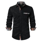 Chemise homme velours ctel manches longues regular fit casual chemise contraste avec poche confortable ...