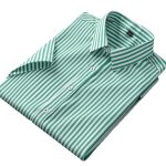 Chemise homme vert - � rayure - manches courtes - business - coupe regular - respirante tissu infroissable ...