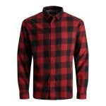 Chemise - jack & jones - egingham twill - rouge - manches longues - coupe regular