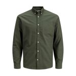Chemise - jack & jones - oxford - vert forest - 100% coton - manches longues