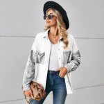 Chemise en jean femme imprimé léopard - insfity - manches longues - blanc Chemise en jean femme imprimé léopard - insfity - manches longues - blanc