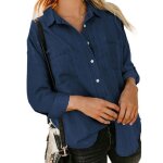Chemise en jean pour femme manches longues avec poches casual chemise denim regular fit confortable - ... Chemise en jean pour femme manches longues avec poches casual chemise denim regular fit confortable - ...
