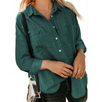 Chemise en jean pour femme manches longues avec poches casual chemise denim regular fit confortable - ...