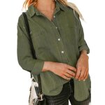 Chemise en jean pour femme manches longues avec poches casual chemise denim regular fit confortable - ...