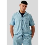 Chemise en jean fleurie homme - kaporal - dilon - manches courtes - bleu - regular