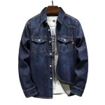 Chemise en jean homme en coton denim coupe slim casual manches longues - bleu fonce Chemise en jean homme en coton denim coupe slim casual manches longues - bleu fonce