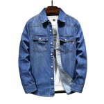 Chemise en jean homme en coton denim coupe slim casual manches longues - bleu - insfity