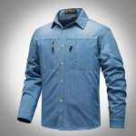 Chemise en jean homme retro insfity - grande taille - bleu clair - manches longues - col chemise