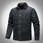 Chemise en jean homme retro insfity - grande taille - manches longues - noir