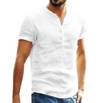 Chemises en lin - funmoon - manches courtes - blanc - sche rapide - coupe rgulire