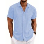 Chemise lin homme À manches courtes respirant chemise décontractée regular fit couleur unie - taille ... Chemise lin homme À manches courtes respirant chemise décontractée regular fit couleur unie - taille ...