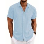 Chemise lin homme À manches courtes respirant chemise décontractée regular fit couleur unie - taille ... Chemise lin homme À manches courtes respirant chemise décontractée regular fit couleur unie - taille ...