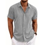 Chemise lin homme À manches courtes respirant chemise décontractée regular fit couleur unie - taille ... Chemise lin homme À manches courtes respirant chemise décontractée regular fit couleur unie - taille ...