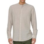 Chemise en lin homme only & sons caiden - beige - coupe slim - col mao - manches longues