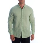 Chemise en lin � manches longues pour homme hs24mca01 - vert ment poivr�e