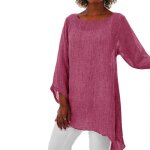 Chemises en lin - non sp�cifi� - printemps - manches longues - col arrondi - rose