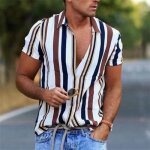 Chemise à manches courtes pour hommes nouvelle chemise rayée dété imprimée chemises décontractées pour ... Chemise à manches courtes pour hommes nouvelle chemise rayée dété imprimée chemises décontractées pour ...