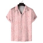 Chemise � manches courtes avec imprim� pour homme - femme coupe classique �t� vacances - rose