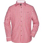 Chemise  carreaux - james & nicholson - jn638 - homme - manches longues - rouge et blanc