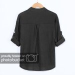 Chemise � manches longues col montant pour femmes - noir - loose - taille plus